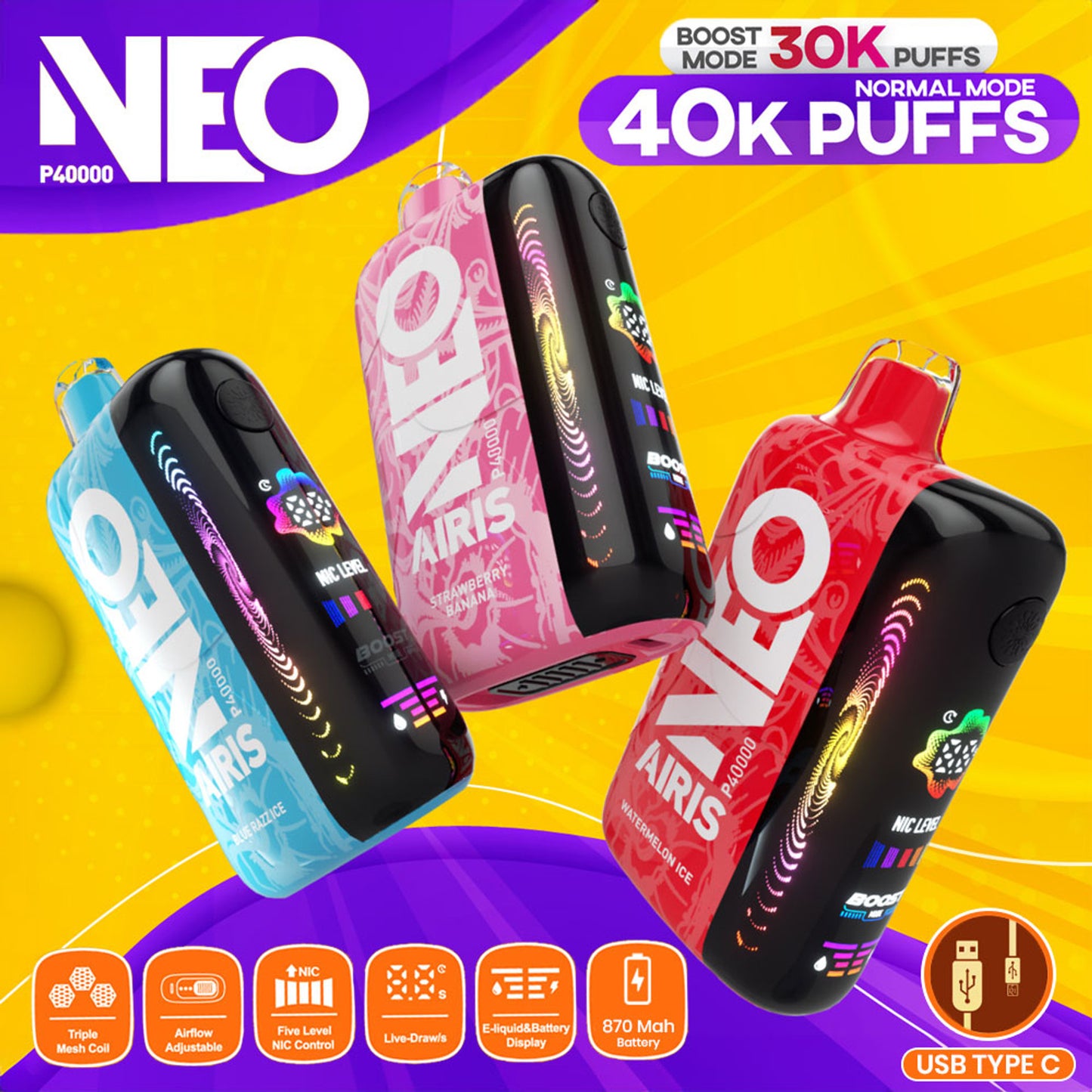 Airis Neo P40K Disposable (40000 Puffs) - Smok City