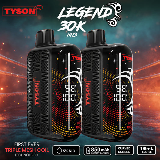 Tyson 2.0 Legend 30K Puffs 16ML Disposable Device With Triple Mesh Coil & Curved Screen With Adjustable Hit - Smok City