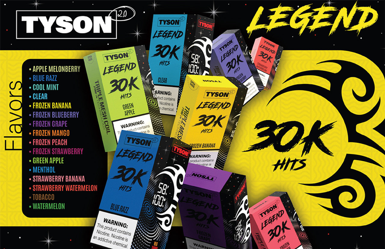 Tyson 2.0 Legend 30K Puffs 16ML Disposable Device With Triple Mesh Coil & Curved Screen With Adjustable Hit - Smok City